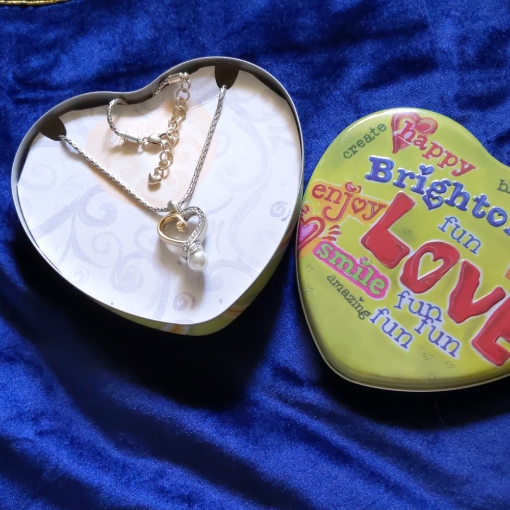 BRIGHTON Gold/Silver Reversible Heart w/Pearl
